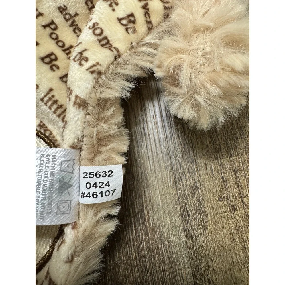 Disney Winnie the Pooh Baby Security Blanket Lovey Tan Script Quotes Plush Bear‎